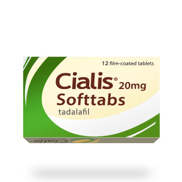 Packung von vorderansicht Cialis Soft Tabs 20mg